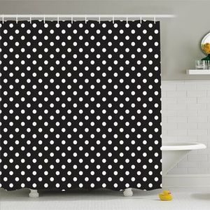 Shower Curtain White Polka Dots Print